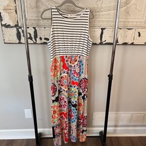 Colorful Striped and Floral Maxi Dress